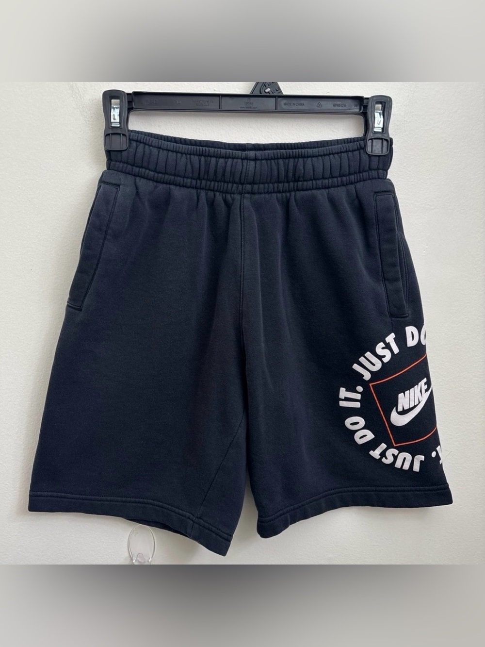 Nike Black Shorts with White & Orange 'Just Do It.' Graphic
